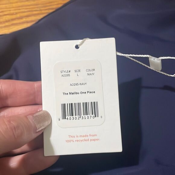 Andie The Malibu One Piece Swimsuit Navy size L NWT minimalist - Picture 7 of 7